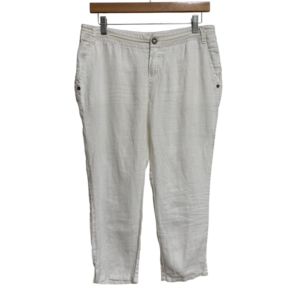 Michael Stars Y2K 100% Linen Capri Pants Women Small White Cropped